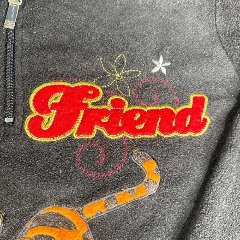 Disney Tigger Womens 2X Fleece Hoodie Wild Friend 1/4 Zip Embroidered Plus